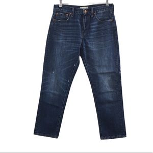 Madewell Straight Leg Crop Jeans Lightly Distressed Medium Wash Denim Women's 28